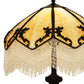 Meyda Lighting Regina 19" Craftsman Brown Highlighted Table Lamp With Beige Art Glass & Fringed Shade