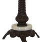 Meyda Lighting Regina 19" Craftsman Brown Highlighted Table Lamp With Beige Art Glass & Fringed Shade