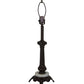Meyda Lighting Regina 19" Craftsman Brown Highlighted Table Lamp With Beige Art Glass & Fringed Shade