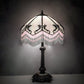 Meyda Lighting Regina 30" Craftsman Brown Table Lamp With White Iridescent Art Shade Glass