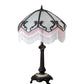 Meyda Lighting Regina 30" Craftsman Brown Table Lamp With White Iridescent Art Shade Glass