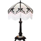 Meyda Lighting Regina 30" Craftsman Brown Table Lamp With White Iridescent Art Shade Glass