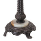 Meyda Lighting Regina 30" Craftsman Brown Table Lamp With White Iridescent Art Shade Glass