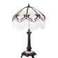 Meyda Lighting Regina 30" Craftsman Brown Table Lamp With White Iridescent Art Shade Glass
