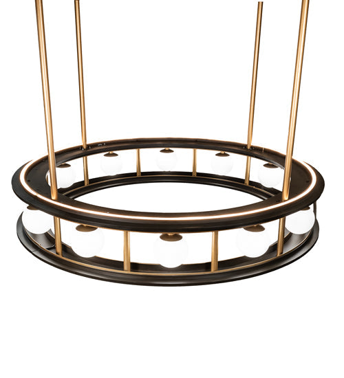 Meyda Lighting Reginald 86" LED Gold Matte & Weathered Brass Pendant Light With White Opal Shade Glass
