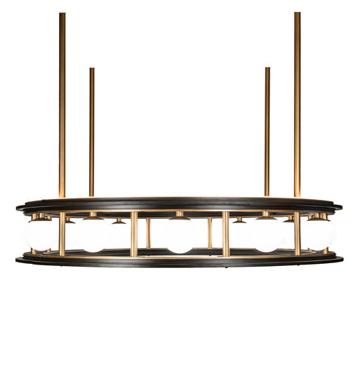 Meyda Lighting Reginald 86" LED Gold Matte & Weathered Brass Pendant Light With White Opal Shade Glass