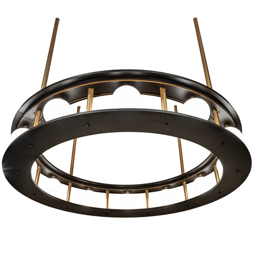 Meyda Lighting Reginald 86" LED Gold Matte & Weathered Brass Pendant Light With White Opal Shade Glass