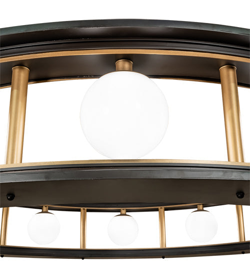 Meyda Lighting Reginald 86" LED Gold Matte & Weathered Brass Pendant Light With White Opal Shade Glass