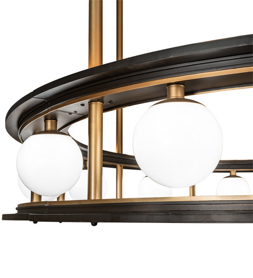 Meyda Lighting Reginald 86" LED Gold Matte & Weathered Brass Pendant Light With White Opal Shade Glass