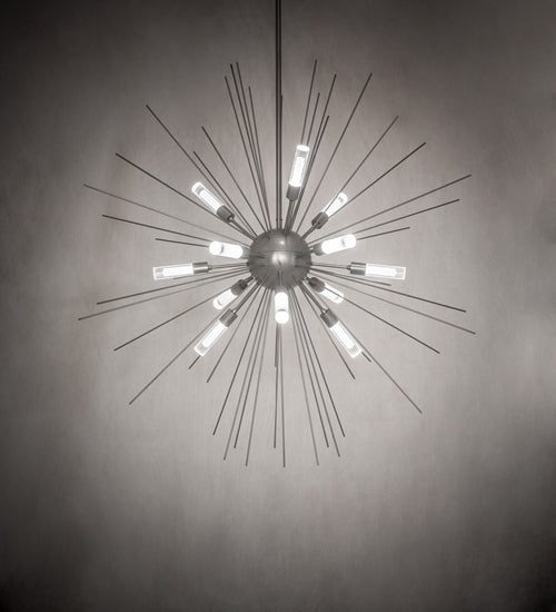 Meyda Lighting Relek 48" LED Satin Titanium Gold Pendant Light With Clear Crystal Idalight Shade