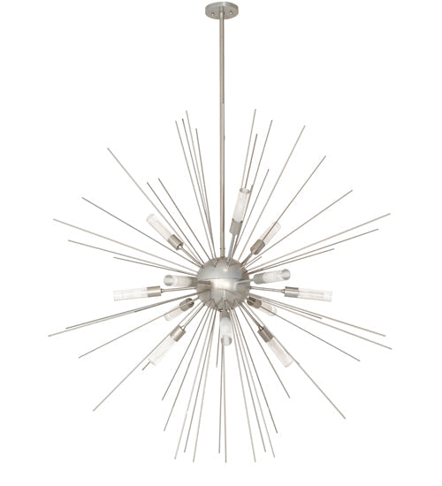 Meyda Lighting Relek 48" LED Satin Titanium Gold Pendant Light With Clear Crystal Idalight Shade