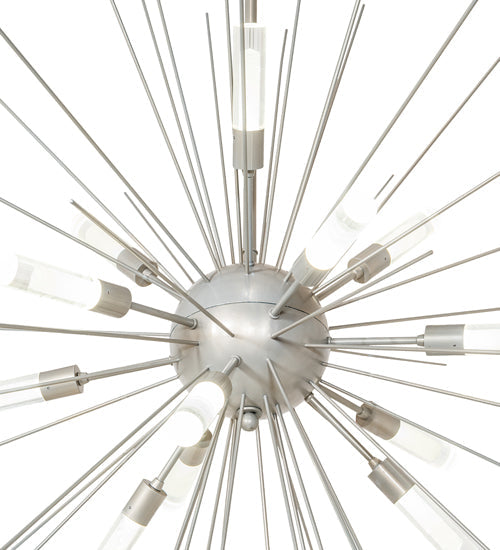 Meyda Lighting Relek 48" LED Satin Titanium Gold Pendant Light With Clear Crystal Idalight Shade