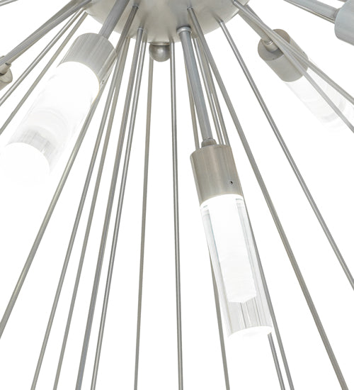 Meyda Lighting Relek 48" LED Satin Titanium Gold Pendant Light With Clear Crystal Idalight Shade
