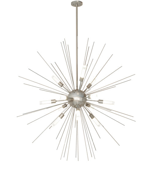 Meyda Lighting Relek 48" LED Satin Titanium Gold Pendant Light With Clear Crystal Idalight Shade
