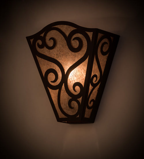 Meyda Lighting Rena 12" Cajun Spice Wall Sconce With Silver Mica Shade Glass