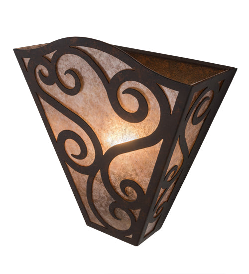 Meyda Lighting Rena 12" Cajun Spice Wall Sconce With Silver Mica Shade Glass