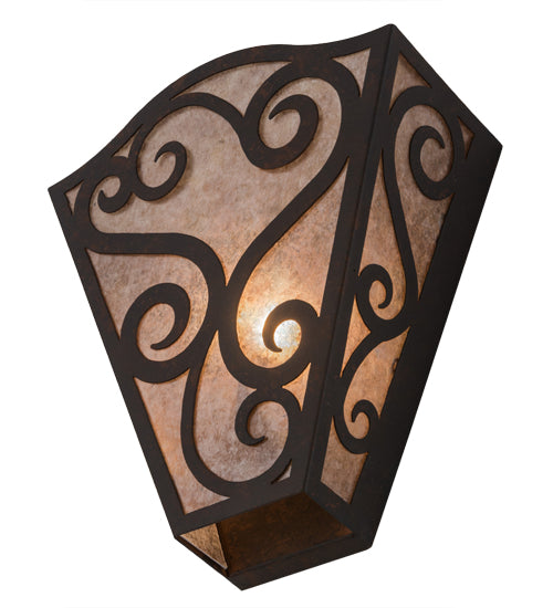 Meyda Lighting Rena 12" Cajun Spice Wall Sconce With Silver Mica Shade Glass