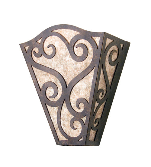 Meyda Lighting Rena 12" Gilded Tobacco Wall Sconce With Silver Mica Shade Glass
