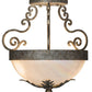 Meyda Lighting Renaissance 13" 2-Light Corinth Inverted Pendant Light With White Iridescent Shade Glass