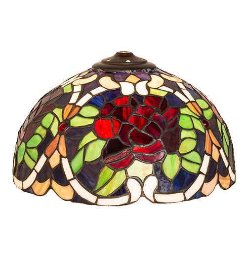 Meyda Lighting Renaissance Rose 12" Multi-Colored Stained Shade Glass