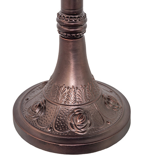 Meyda Lighting Renaissance Rose 17" Mahogany Bronze Accent Table Lamp With Multi-Colored Shade Glass