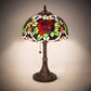 Meyda Lighting Renaissance Rose 17" Mahogany Bronze Accent Table Lamp With Multi-Colored Shade Glass