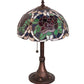 Meyda Lighting Renaissance Rose 17" Mahogany Bronze Accent Table Lamp With Multi-Colored Shade Glass