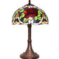 Meyda Lighting Renaissance Rose 17" Mahogany Bronze Accent Table Lamp With Multi-Colored Shade Glass