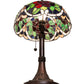 Meyda Lighting Renaissance Rose 17" Mahogany Bronze Accent Table Lamp With Multi-Colored Shade Glass