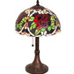 Meyda Lighting Renaissance Rose 17" Mahogany Bronze Accent Table Lamp With Multi-Colored Shade Glass
