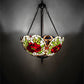 Meyda Lighting Renaissance Rose 20" 3-Light Mahogany Bronze Inverted Pendant Light With Multi-Colored Stained Shade Glass
