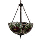 Meyda Lighting Renaissance Rose 20" 3-Light Mahogany Bronze Inverted Pendant Light With Multi-Colored Stained Shade Glass
