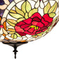 Meyda Lighting Renaissance Rose 20" 3-Light Mahogany Bronze Inverted Pendant Light With Multi-Colored Stained Shade Glass