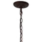 Meyda Lighting Renaissance Rose 20" 3-Light Mahogany Bronze Inverted Pendant Light With Multi-Colored Stained Shade Glass