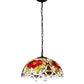 Meyda Lighting Renaissance Rose 20" 3-Light Mahogany Bronze Pendant Light With Multi-Colored Stained Shade Glass