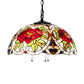 Meyda Lighting Renaissance Rose 20" 3-Light Mahogany Bronze Pendant Light With Multi-Colored Stained Shade Glass
