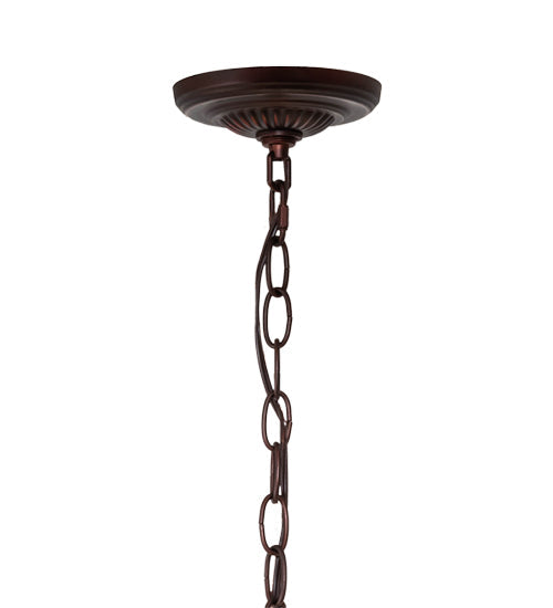 Meyda Lighting Renaissance Rose 20" 3-Light Mahogany Bronze Pendant Light With Multi-Colored Stained Shade Glass