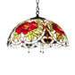 Meyda Lighting Renaissance Rose 20" 3-Light Mahogany Bronze Pendant Light With Multi-Colored Stained Shade Glass