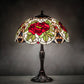 Meyda Lighting Renaissance Rose 26" 3-Light Mahogany Bronze Table Lamp With Multi-Colored Shade Glass