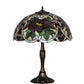 Meyda Lighting Renaissance Rose 26" 3-Light Mahogany Bronze Table Lamp With Multi-Colored Shade Glass