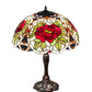 Meyda Lighting Renaissance Rose 26" 3-Light Mahogany Bronze Table Lamp With Multi-Colored Shade Glass