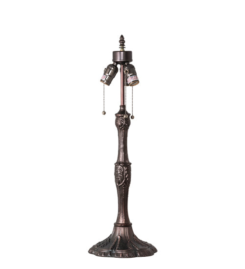 Meyda Lighting Renaissance Rose 26" 3-Light Mahogany Bronze Table Lamp With Multi-Colored Shade Glass