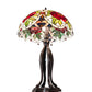 Meyda Lighting Renaissance Rose 30" 3-Light Mahogany Bronze Table Lamp With Multi-Colored Stained Shade Glass