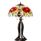 Meyda Lighting Renaissance Rose 30" 3-Light Mahogany Bronze Table Lamp With Multi-Colored Stained Shade Glass