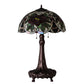 Meyda Lighting Renaissance Rose 31" 3-Light Mahogany Bronze Table Lamp With Multi-Colored Stained Shade Glass