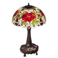 Meyda Lighting Renaissance Rose 31" 3-Light Mahogany Bronze Table Lamp With Multi-Colored Stained Shade Glass