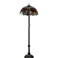 Meyda Lighting Renaissance Rose 62" 3-Light Mahogany Bronze Floor Lamp With Multi-Colored Stained Shade Glass