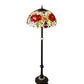Meyda Lighting Renaissance Rose 62" 3-Light Mahogany Bronze Floor Lamp With Multi-Colored Stained Shade Glass