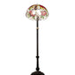Meyda Lighting Renaissance Rose 62" 3-Light Mahogany Bronze Floor Lamp With Multi-Colored Stained Shade Glass