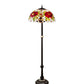 Meyda Lighting Renaissance Rose 62" 3-Light Mahogany Bronze Floor Lamp With Multi-Colored Stained Shade Glass